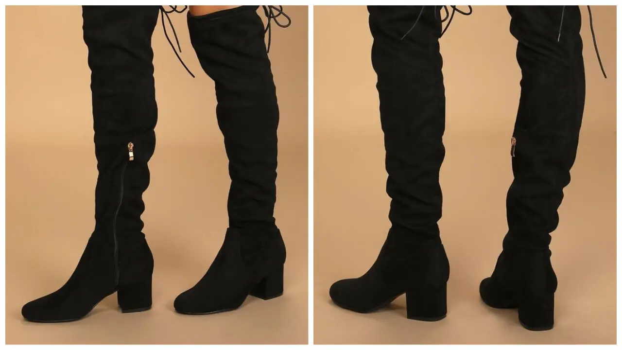 Di Black Suede Over the Knee Boots