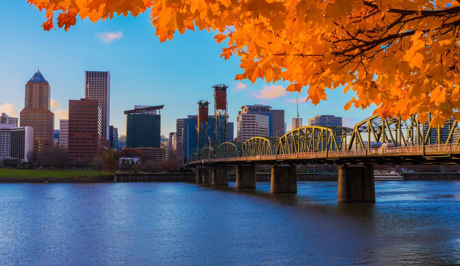 Portland, Oregon - overlooking the willamette river on a Fall Afternoon